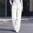 thumbnail image 5 of Kvture Women's Cargo Pants Casual Straight Wide Leg Work Pants Elastic Waisted Lightweight Loose Hiking Pant with Pockets, 5 of 8