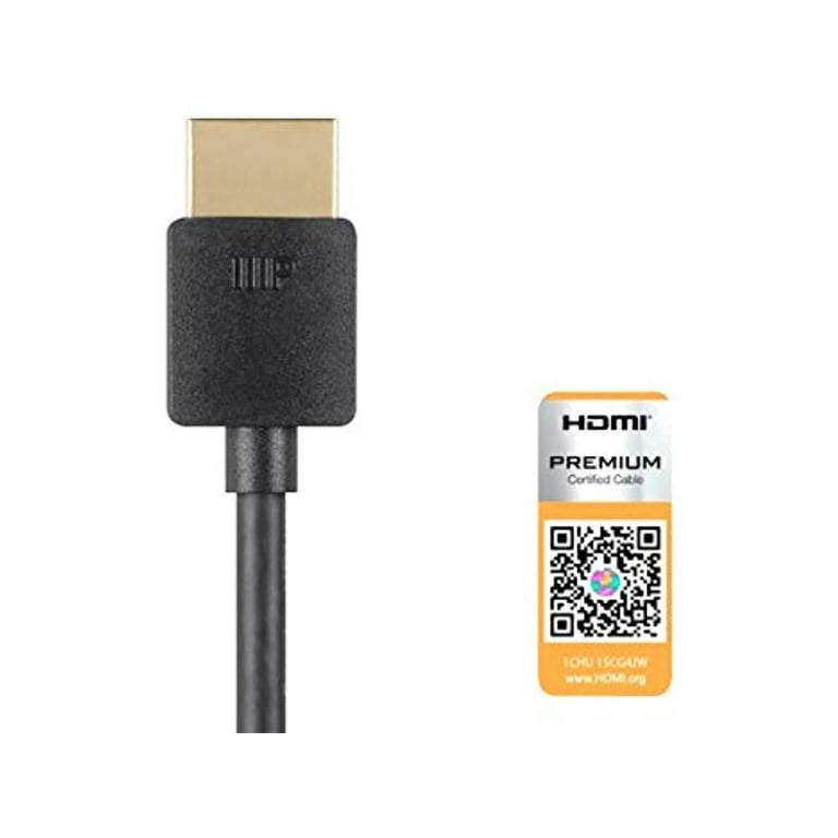 Monoprice 4K Certified Premium High Speed HDMI Cable 6ft - 18Gbps Black