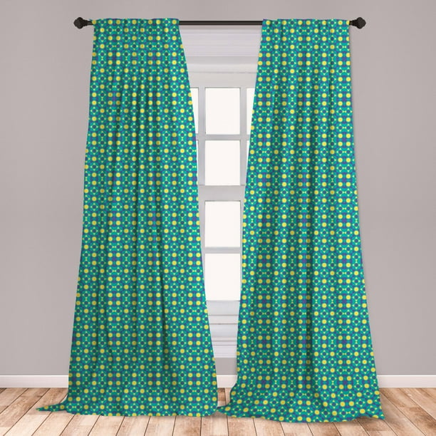 Abstract Curtains 2 Panels Set, Continuous Energetic Pattern of