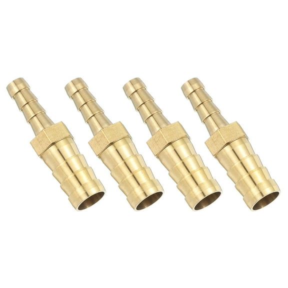 4 Pack Brass Hose Barb Fitting Straight Connector Coupler, 3/8"x1/4" ID Brass Fitting Air Hose Fittings Reducer for Connecting Water Fuel Air, Oil Hoses