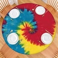 thumbnail image 2 of Colorful Tie Dye Pattern Round Fitted Tablecloth with Elastic Edge,Dining Table Cover Waterproof,Outdoor Round Tablecloth for Camping,Dining,Indoor and Outdoor, 2 of 7