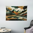 thumbnail image 2 of Ambesonne Mid Century Modern Tapestry Wall Hanging, Groovy Mountains, 60"x40", Teal Pale Vermilion Pearl, 2 of 3
