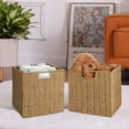 thumbnail image 5 of Wicker Baskets, Set of 2 Hand-Woven Storage Baskets for Shelves with Handles, Foldable Cube Wicker Storage Basket Bins Organizer 13 Inches Large Woven Baskets for Storage Organizing & Decor, 5 of 7