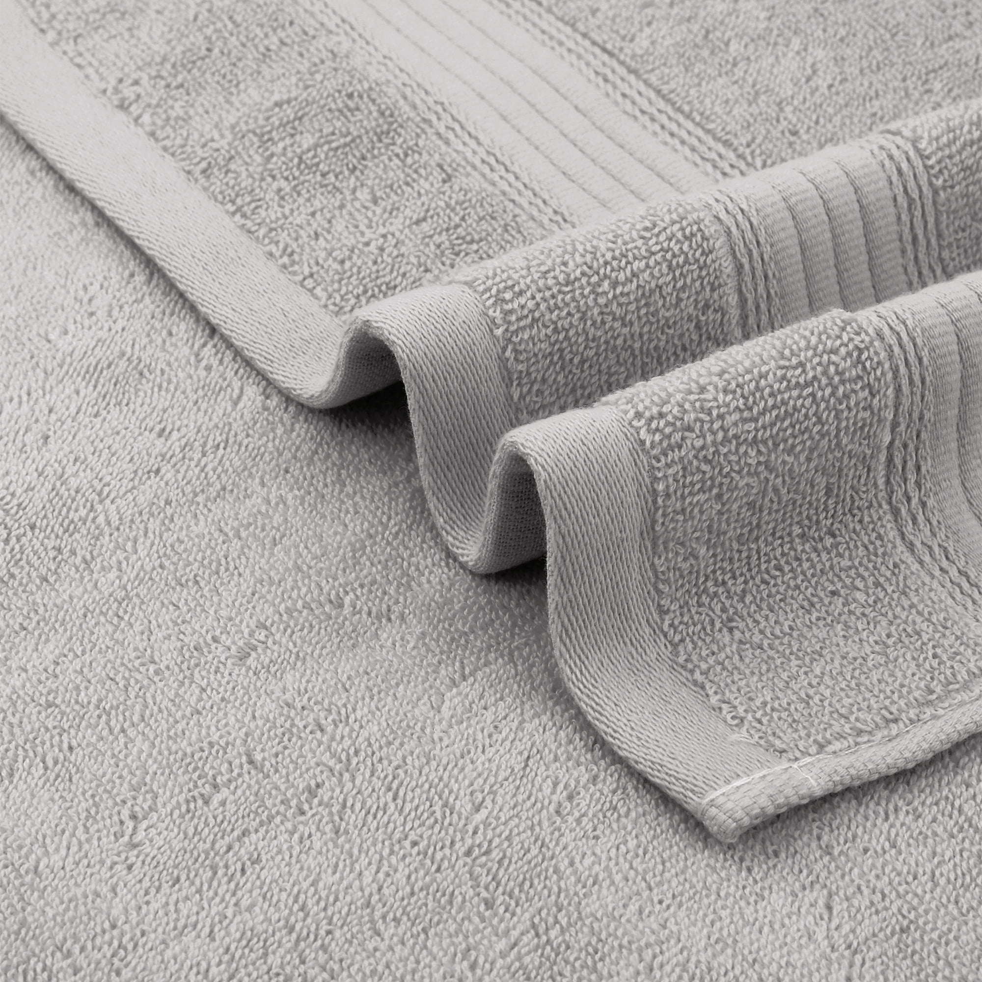 Unique Bargains Solid Striped Cotton Hand Towel Set 13" x 29" Grey 6 Pack