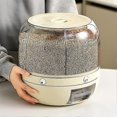 thumbnail image 5 of Rice And Cereal Storage Box, 6 Compartments Rice Storage Round Cereal Dispenser, 360 Rotating Food Dispenser With Lid For Beans, Rice, Peanuts, Barley, 5 of 5