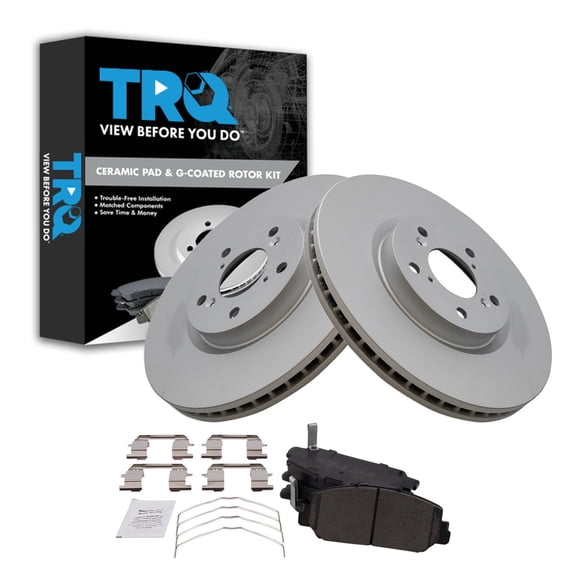 TRQ Front Brake Pad and Rotor Set Ceramic Coated Rotors Fits 2016 Acura RLX