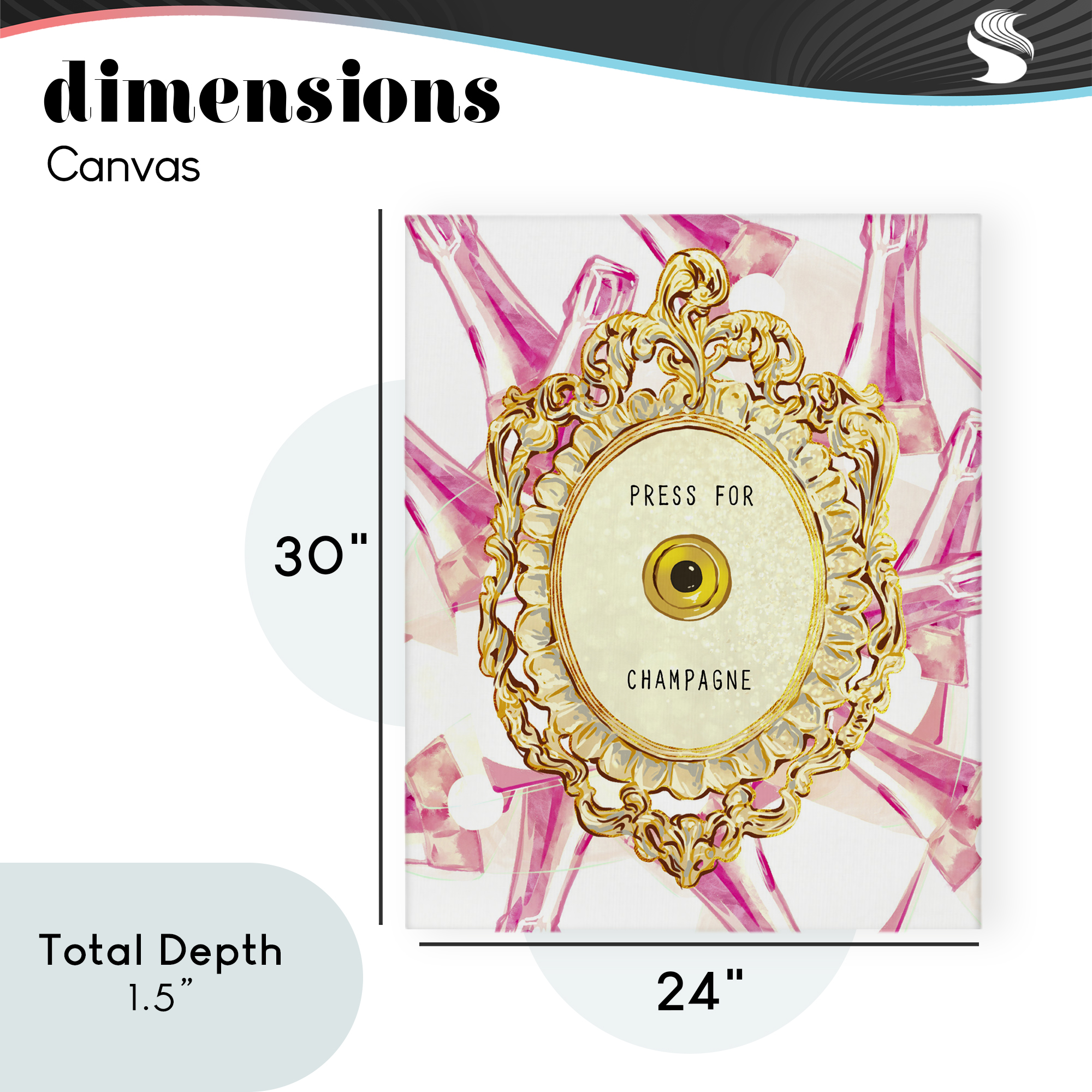 Champagne Doorbell with Pattern Canvas Wall Art, design by Ziwei Li