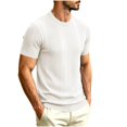 thumbnail image 5 of JTSRKL Mens Ribbed Knit Shirts Crewneck Short Sleeve Breathable Lightweight Tees Textured Summer Casual Daily Comfort Soft Wear Tops, 5 of 8