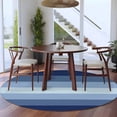thumbnail image 3 of Navy Blue Round Rugs for Living Room 6ft Ombre Stripe Non Slip Circle Rug Washable Low-Profile Indoor Carpet for Bedroom, Dining Room, Bathroom, 3 of 9
