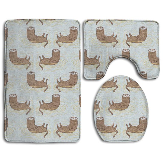 ABPHQTO Nutria Juego de alfombras de baño de 3 piezas Alfombra de baño Alfombra de contorno y tapa de inodoro ABPHQTO Cont-CHAPPLE-16935
