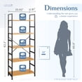 thumbnail image 3 of EDX Bookcase, 5 Tier Book Shelf, Storage Shelf, Classic Modern Bookcase for CDs, Movies, Books, Industrial Bookcase for Home Office, Living Room, Kitchen, Bedroom, Wood Gray, 3 of 5