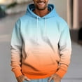 thumbnail image 2 of RYDCOT Men's Hooded Long Sleeved Drawstring Hooded Loose Casual Fall and Winter Gradient Fashion Printed Sweatshirt with Pocket Orange, 2 of 5