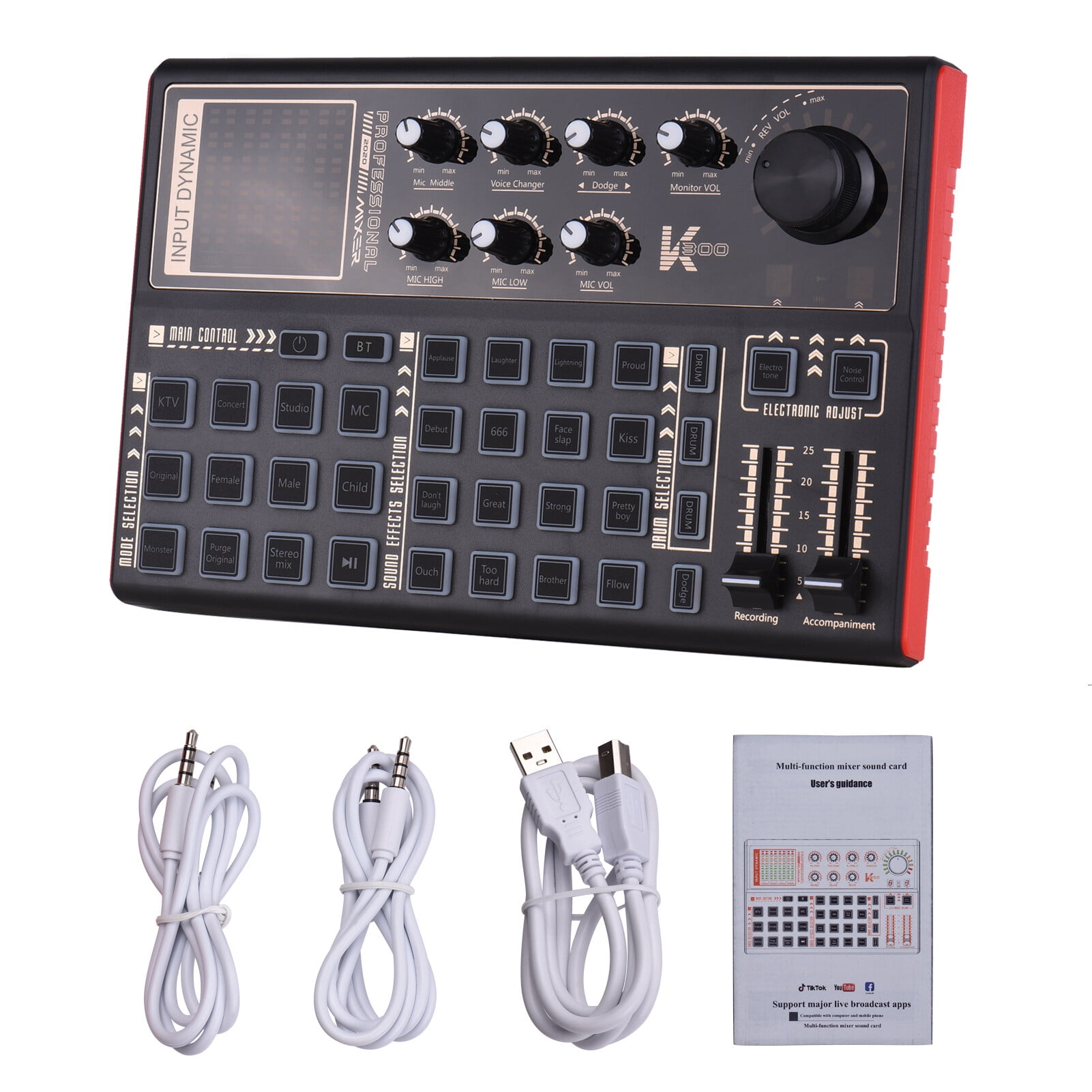 SK300 Live Sound Card External Voice Changer Audio Mixer