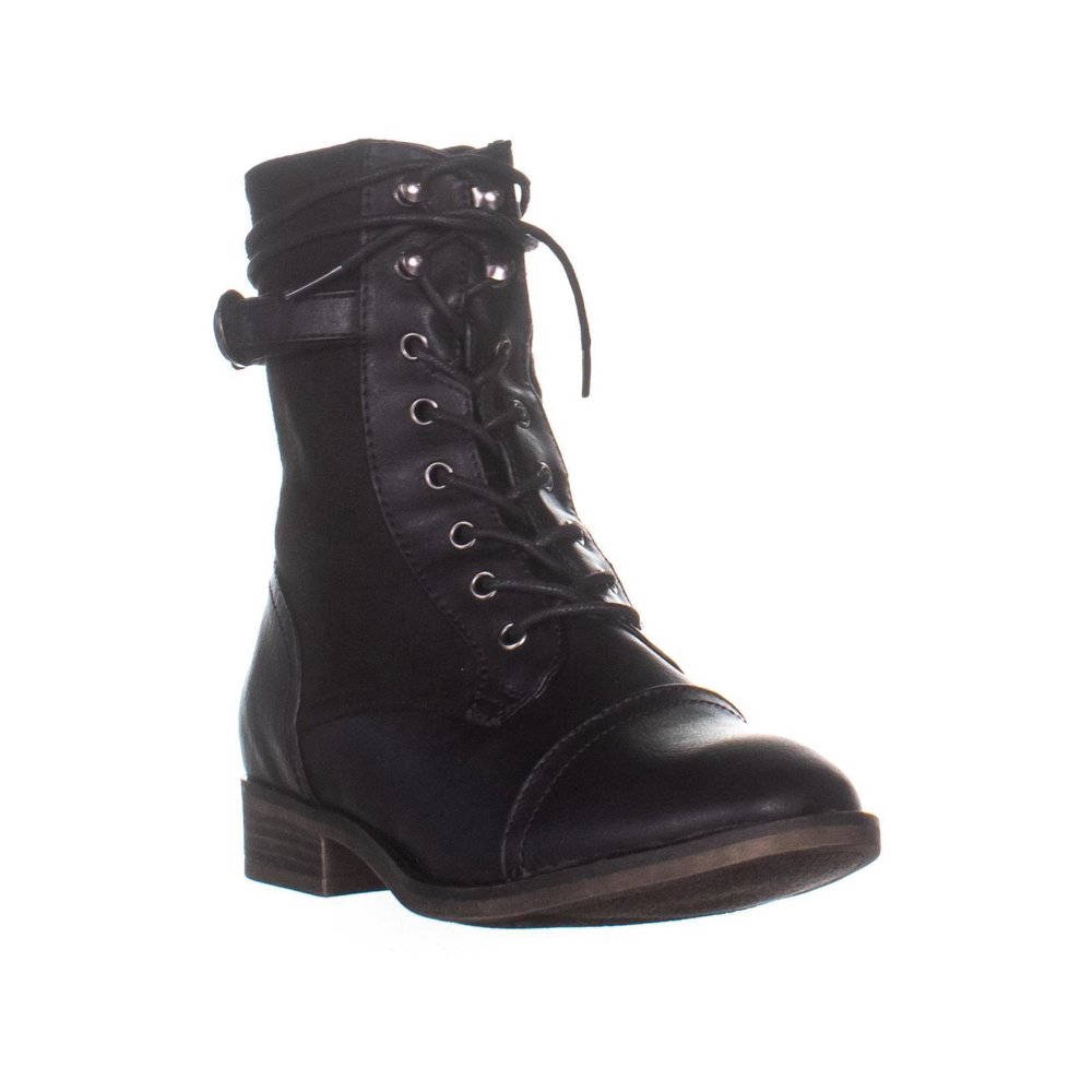 XOXO Womens XOXO Carissa LaceUp Combat Boots, Black, 7 US / 38 EU