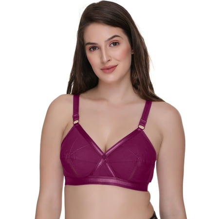 SONA Women s Perfecto Cotton Full Coverage Non Padded Minimizer Bra with Soft Support Regular and Plus Size (Wine  44H)
