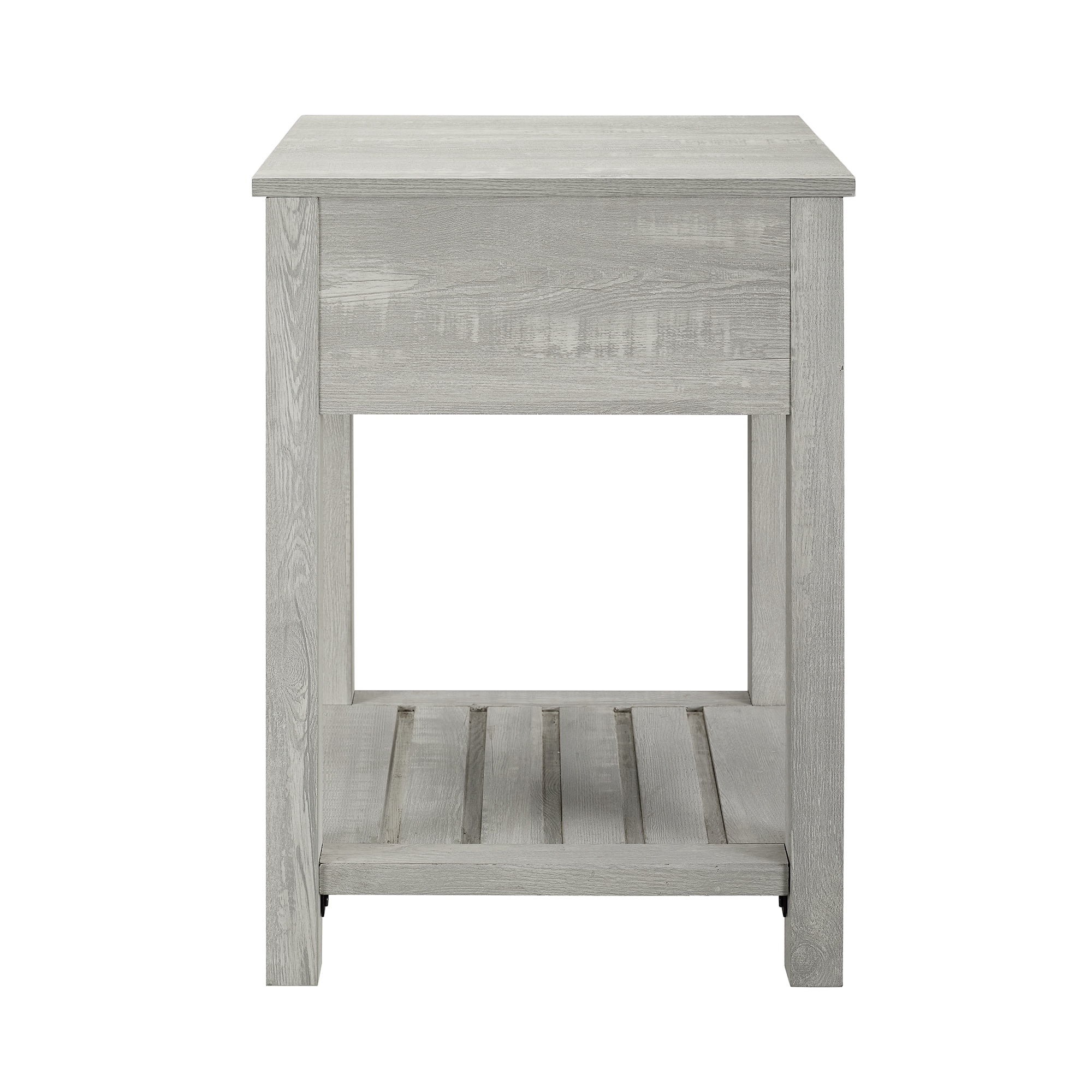 Walker Edison Modern Farmhouse 1 Drawer End Table, Stone Grey