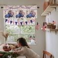thumbnail image 7 of Kitchen Curtain Valances for Windows,Independence Day Blue Truck Flower Rod Pocket Small Valance USA Flag Star Stripe on Linen Short Window Treatment for Bedroom Bathroom Living Room,54"x18", 7 of 7