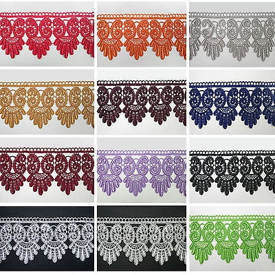 3" White Black Ivory Burgundy 12 Colors Floral Venice Lace Trim Guipure By Yard