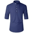 thumbnail image 6 of sogami Men's Cotton Linen Henley Shirts Long Sleeve Casual Button Down Shirt Roll-up, 6 of 7