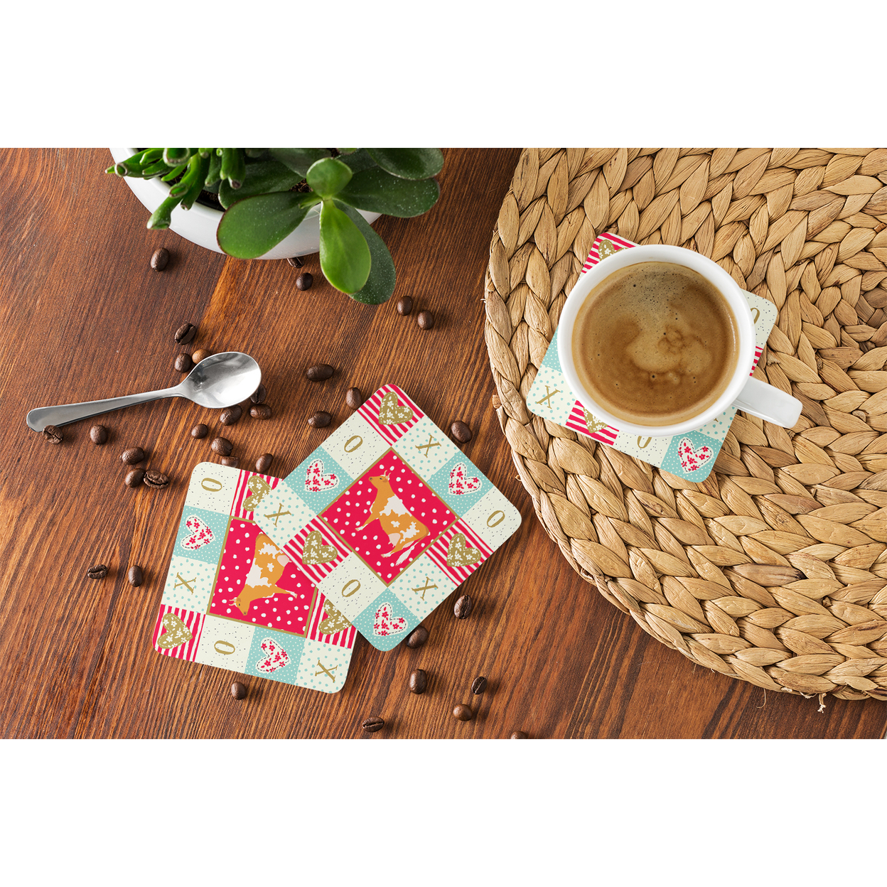 Guernsey Cow Love Foam Coaster Set of 4