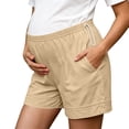thumbnail image 2 of YSUEJPF Maternity Linen Shorts for Women Elastic Drawstring Waist Over Belly Bump Support Shorts Pregnancy Lounge Shorts with Pockets, 2 of 8