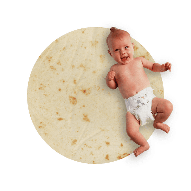 Cobija Manta Frazada Juana Gallo Redonda Para Bebé Diseño de Tortilla Burrito Ultra Suave