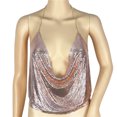 thumbnail image 2 of Women Summer Tops Women Sexy V-neck Backless Chain Sequined Tank Vest Breathable Compression Top Little Dance Crop Top Toe Cute Bodysuit Shirts Bra Tops for Sock Boy Crop for Teen Girls Rose Gold One, 2 of 2