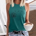 thumbnail image 2 of Wang6 Womens Plus Size Loose Fit Tank Tops Causal Sleeveless Floral Printed Tops Summer Crew Neck Graphic Tshirts Dark Green L, 2 of 3