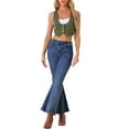 thumbnail image 2 of INSPIRE CHIC Women's Denim Button up Scoop Neck Sleeveless Coppped Vest Jacket M Army Green, 2 of 6