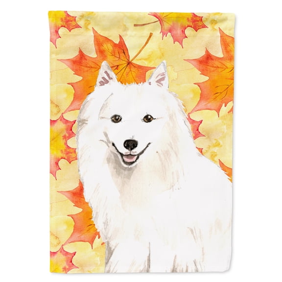 Fall Leaves Japanese Spitz Garden Flag