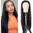 thumbnail image 1 of Yanonmyfd  22Inch Yaki Straight Headband Wig for Women Long Black Afro Kinky Straight Wig Headband Synthetic Wigs Glueless Synthetic Wigs None Lace Front Headbands Wigs with Headband Attached, 1 of 8