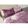 thumbnail image 5 of hipaopao King Bedding Comforter Sets 3 Pcs Marble Comforter Geometric Gradient Color Design Ultra Soft Quilt with 2 Pillow Sham Purple 90"X104", 5 of 7
