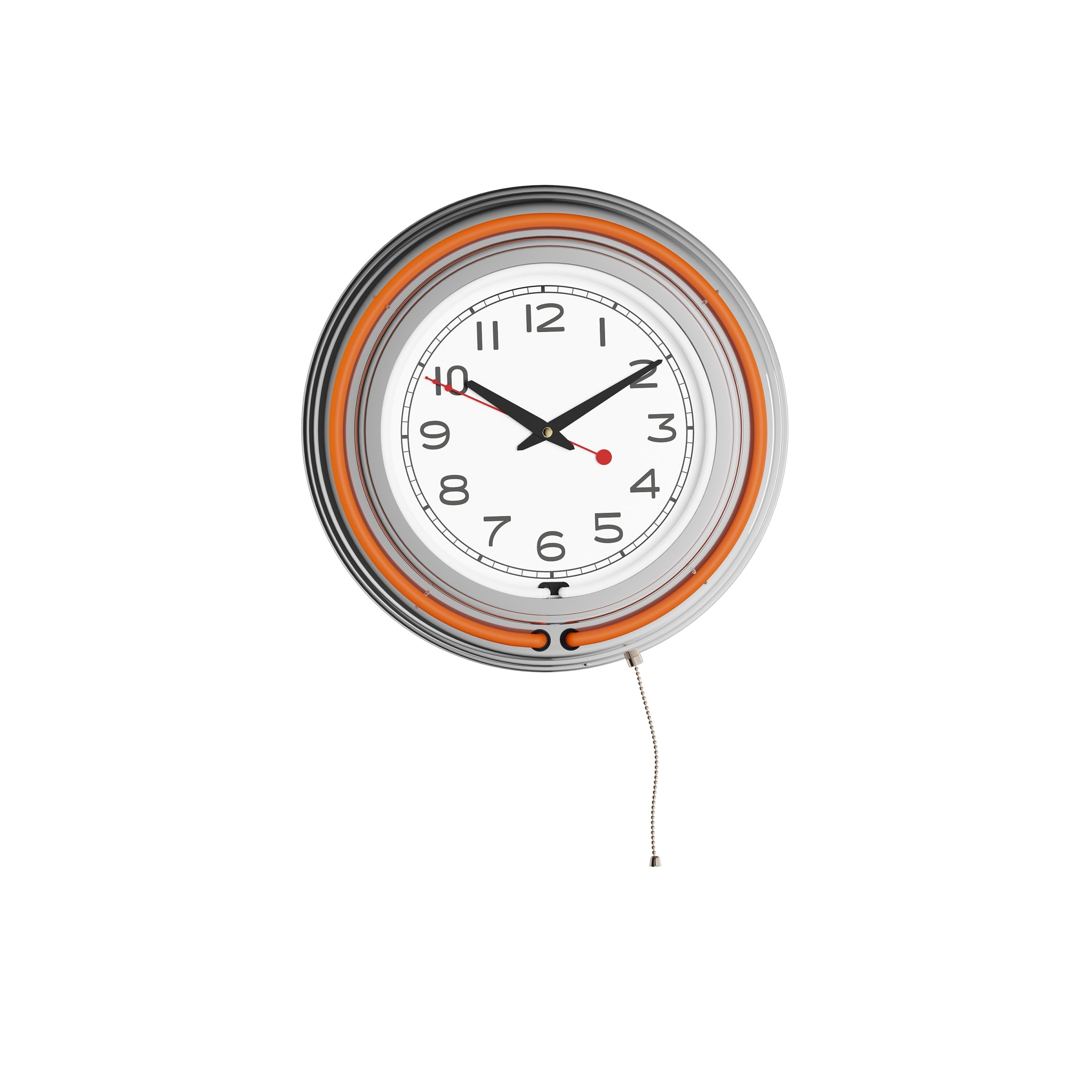 14" Retro Neon Wall Clock, Double Light Ring Vintage Style Clock by Lavish Home