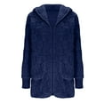 thumbnail image 4 of Atogsazn Womens Sherpa Jacket Fuzzy Loose Fit Thick Warm Cardigan Hooded Coat Fleece Winter Outerwear Clothes Dark Blue M Fashion, 4 of 5