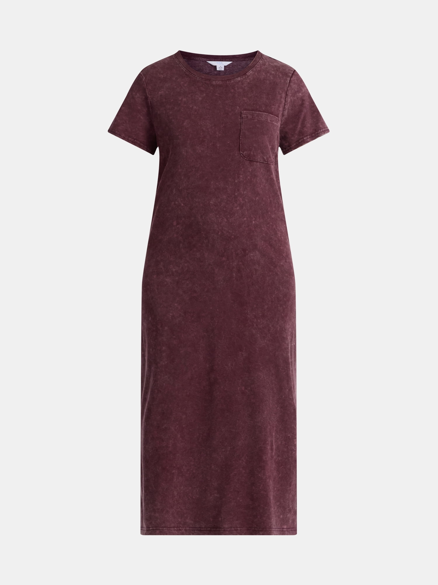 Time and Tru Women's Cotton Midi T-Shirt Dress with Short Sleeves, Sizes XS-XXXL