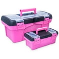 thumbnail image 1 of Pink Power Pink Tool Box for Women - Sewing, Art & Craft Organizer Box Small & Large Plastic Tool Box with Handle - Pink Toolbox Sewing Box Tool Storage Box - Portable Mini Locking Tool Boxes (2 Pack), 1 of 5