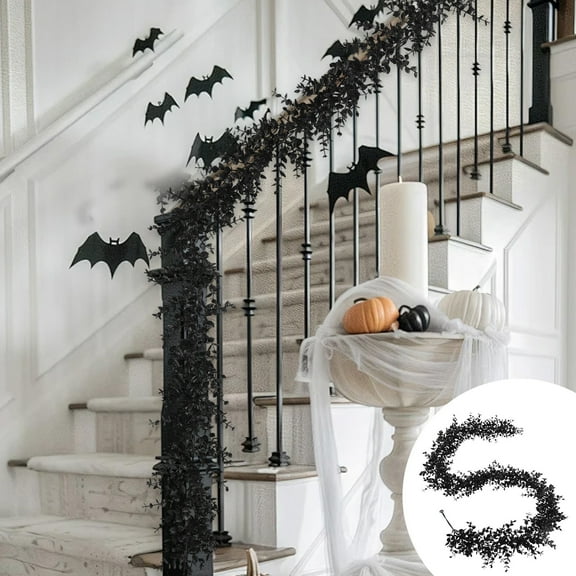 XIA0LE Halloween Black Leaves Garland Halloween Floral Garland Black Flower Garland