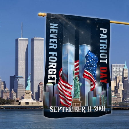 Garden Flag Never Forget 911 Patriot Day September 11th 2001 On American, Memorial, 12x18 POLE NOT INCLUDED