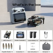 Wefone Camera Drone with Remote Screen, M107 Foldable Quadcopter, Optical Flow, Brushless Motor, Obstacle Avoidance, Under 249g, 2 Batteries, Black