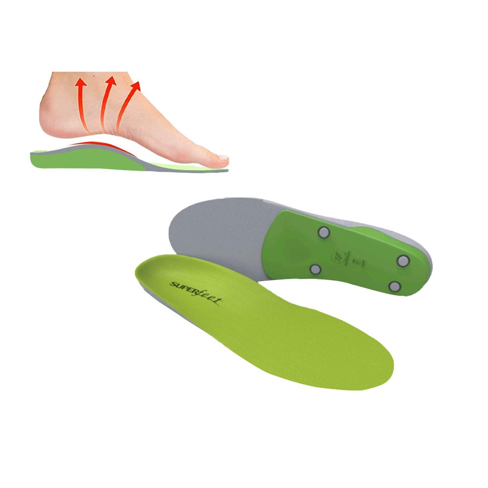 Superfeet GREEN Insoles, ProfessionalGrade High Arch Orthotic Insert