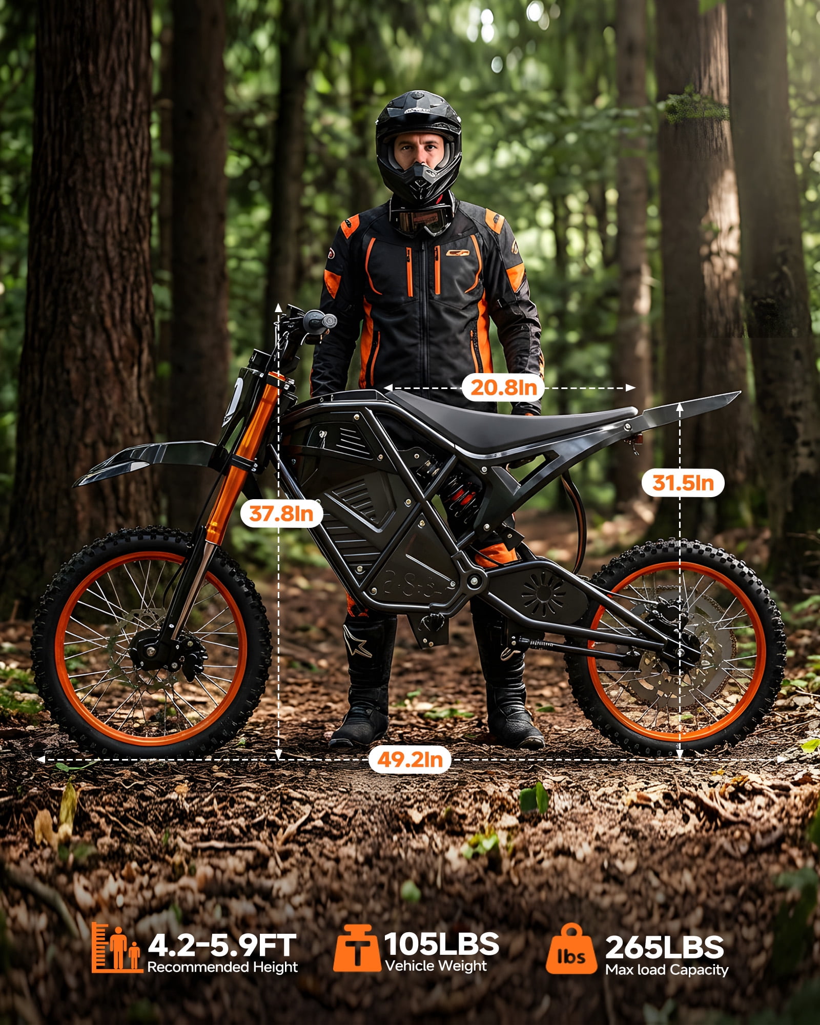 QNUT Electric Dirt Bike for Teens Adults, 3000W 38MPH Electric-Motorcycle Fat Tire with 48V 21Ah Battery E Dirt Bike 200Nm Dual Hydraulic Brakes Full Suspension Off-Road Ebike for 13+ UL2849 Listed