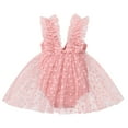 thumbnail image 4 of FYMNSI Baby Girls Layered Tulle Romper Dress Toddler Pink Tutu Princess Dresses with Floral Headband Birthday Outfits 18-24 Months, 4 of 9