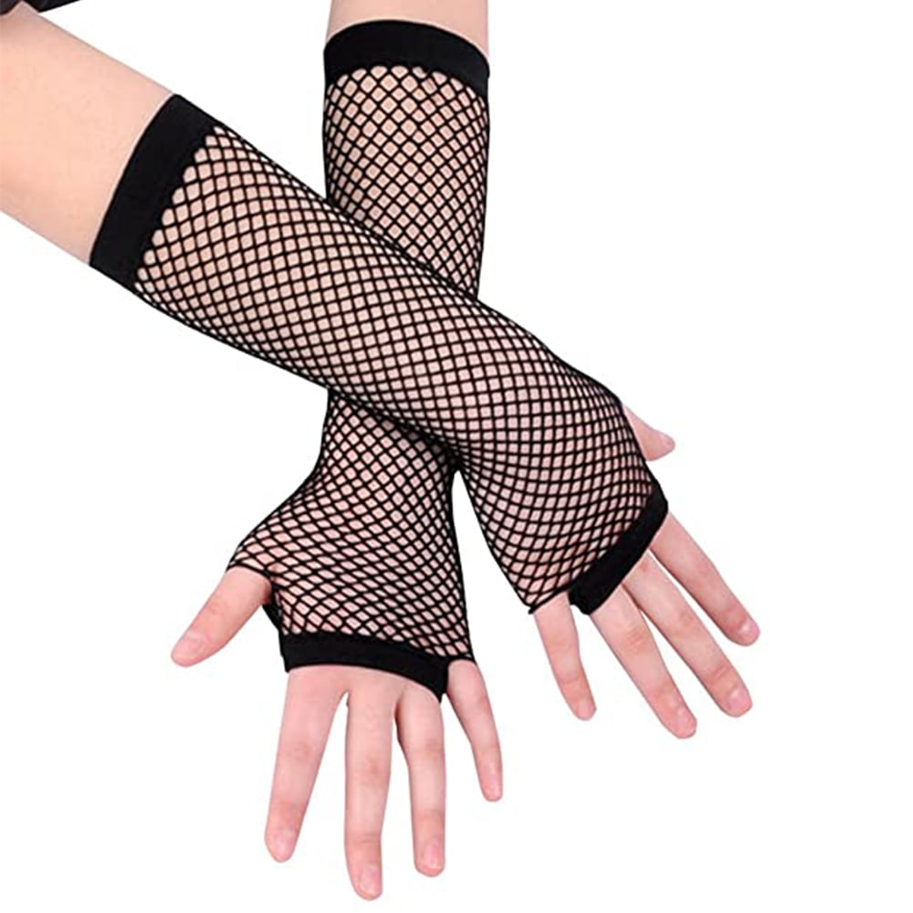1 Pairs Women's Long Gloves 80s Goth Punk Rock Fingerless