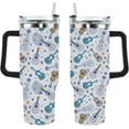 thumbnail image 2 of Unique Musical Note Guitar Design 40oz Tumbler With Handle Gifts For Godfather Skinny Tumbler With Lid And Straw For Gym, 2 of 6