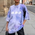 thumbnail image 5 of ibuvkizy Womens Tops Short Sleeve Shirts for Women,Women's Vintage Drop Short Sleeves Printed Pattern Casual Gradient Print Tops Blouse,Plus Size Blouses Shirts,Summer Casual Graphic Tees, 5 of 9