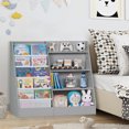 thumbnail image 4 of 4-Tier Kids Bookshelf and Toy Storage, Book Shelf for Kids Rooms, Wooden bookcase for Toddler Children in Nursery Playroom Living Room - Idea Gifts for Boys and Girls (Wood Color), 4 of 7