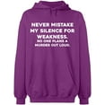 thumbnail image 2 of OXI Hoodie Sweatshirt - Never Mistake Silence, Basic Casual Hoodie for Men's and Women Fleece Hoodie Long Sleeve - Purple 3X-Large, 2 of 3