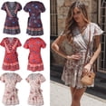 thumbnail image 3 of US Women Chiffon Summer Boho Short Mini Evening Cocktail Beach Dress Sundress, 3 of 5