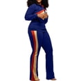 thumbnail image 2 of Fashnice Ensemble Deux Pièces pour Femme, Ensemble de Jogger à Taille Élastique, Survêtements à Col à Revers, Chandails de Sport de Jogging + Pantalon, Bleu m, 2 of 4