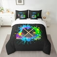 thumbnail image 2 of Homewish Abstract Ice Hockey Boy Girl Bedding Comforter Set 7-Piece,Graffiti Splash King Bedding Sets,Sport Gamer Ultra Soft Bed Sheets,Breathable Home Decor,Reversible, 2 of 8